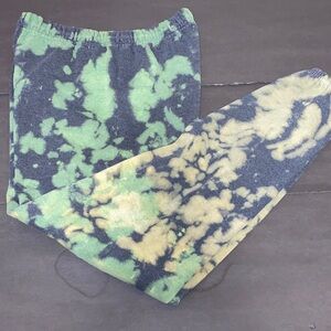 Jerzees Small Green and Yellow Tie-Dye Joggers